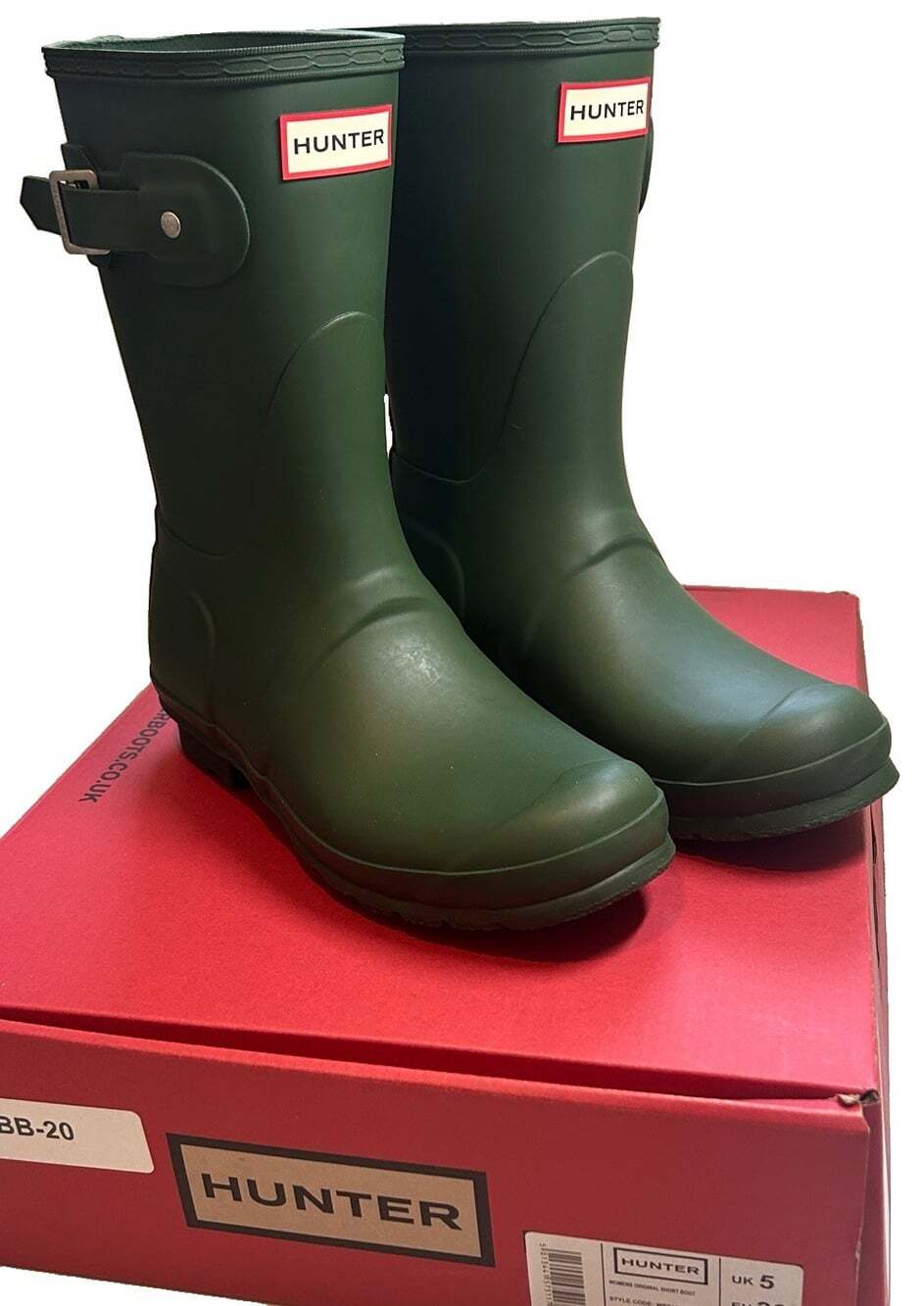 Hunter Original Short Rain Boots Women Sz US7 UK5 EU38 WFS1000RM Hunter Green